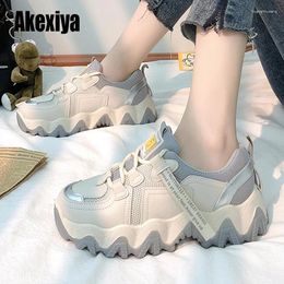 Fitness Shoes 2024 Spring Autumn High-end Women Thick-soled Fashion Grey Green Platform Slim Casual Sports Woman Sneakers S844
