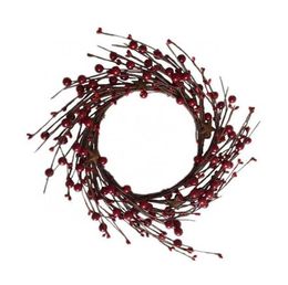 6 Inch Inner Diameter Artificial Red Berry Rusty Star Christmas Wreath Candle Decoration Q08124479979