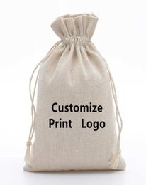 50pcs 100 Cotton Drawstring Bags Rustic Cotton Muslin Gift Bags Xmas Wedding Favours Sack Jewellery Packaging Bag Accept Customise Y8142194