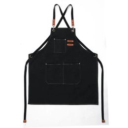 Fashion Kitchen Aprons For Woman Men Chef Work Apron Grill Restaurant Bar Shop Cafes Beauty Nails Studios Uniform 240429