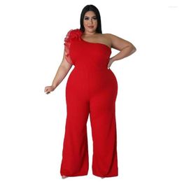 Women'S Jumpsuits & Rompers Womens Plus Size Jumpsuit Women Pants One Shoder Big Bodysuit 4Xl Drop Delivery Apparel Clothing Otlbh