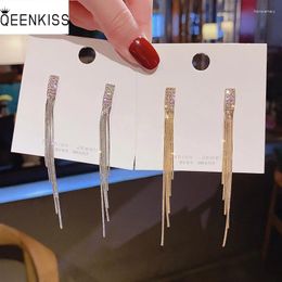 Stud Earrings QEENKISS EG7223 Fine Jewellery Wholesale Woman Birthday Wedding Gift Tassel Long Zircon 925 Sterling Silver Needle