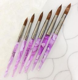 Large size Pink Marble Acrylic Powder Nail Brushe Dust Gel Nail Brush Sable Pen For Painting 3D NO14 16 18 20 22 243439292