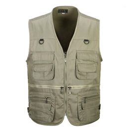 Men Cotton Multi Pocket Vest Summer New Male Casual Thin Sleeveless Jacket With Many Pockets Mens Photographer1 236U