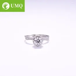 Cluster Rings UMQ 925 Sterling Silver 1ct 6.5 6.5mm D Color Moissanite Ring Pass Diamond Test Excellent Cut White Wedding