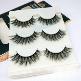 Natural Handmade 3D False Eyelashes Fashion Makeup Fake Eye Lashes Cross Messy Soft Mink Lash 3pairs set6158512