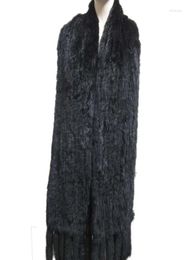 Scarves Knitted Real Fur Scarf Winter Woman Shawl With Tassel Luxury Neck Warmer 2022 Arrival Thick Plus Size8507562