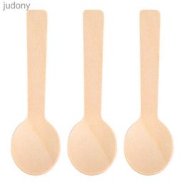 Disposable Plastic Tableware 100 disposable wooden spoons mini ice cream spoons Western dessert spoons wedding party utensils kitchen accessories WX31