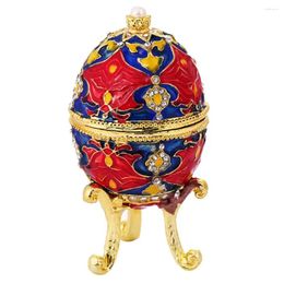 Jewellery Pouches Red Easter Metal Craft Gift Flower Embroidery Russian Egg Box Case