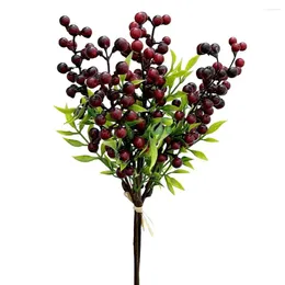 Decorative Flowers 1 Bouquet Artificial Berries Long-lasting Realistic Simulation Berry For Christmas Winter Decoration Holiday Faux