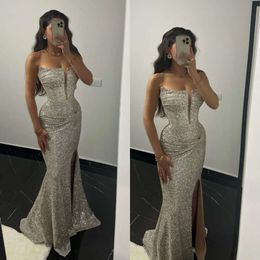 Prom paljetter axelfri formell sjöjungfru klänning sier aftonklänningar eleganta Ogstuff -festklänningar för speciella OCNS Split Robe de Soiree Es