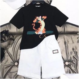 Clothing Sets In Stock 2-11 Years Designer Kids T-Shirt Pants Set Brand Printing Children 2 Piece Pure Cotton Baby Boys Girl Fashion D Dhnsv