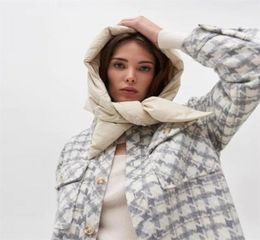 Fashion quilted headscarf puffer scarf triangle shawl Hood Scarf puffy light and warm kerchief winter Puff Neck scarfhood 2112241644661