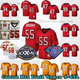 Custom DIY Vintage 55 Derrick Brooks 1995 Football Jerseys 63 Roy Selmon 99 Warren Sapp 47 John Lynch 40 Mike Alstott 17 Doug Williams 20 Ronde Barber 13 Mike Evans