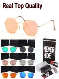 9 Colors classic Octagonal sunglasses men women Brand Designer mirror uv400 glass lens with original box packages accessories e1197588