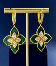 Four Leaf Clover stud earring Designer Jewellery Gold Silver Mother of Pearl Green Flower earring Link Chain Womens gift8915130