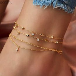 Anklets fnio Bohemian Chain Womens Football Accessories 2021 Summer Beach Barefoot Sandals Womens Ankles WX