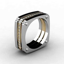 Band Rings Hot selling mens RGeometric punk square heavy tool RFor cool boy fashion accessory J240429