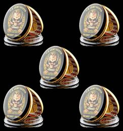5pcs US Army Military Coin Craft Sniper Hawk Core Values 1oz Gold Plated Challenge One S One Kill Coin6648961