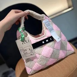 Designer Knitted Bag Women Ma Handbag Luxury Girls Winter Shoulder Bag Warm Soft Knit Bags Fashion Brand Purses Check Hobos Designers Tote bag