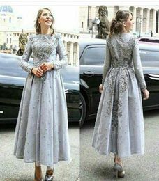 2016 Sadui Arabia Long Evening Dresses Lace Appliqued Long sleeves with Exquisite Embroidery Dubai Party Dresses Middle East Style6019125