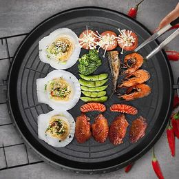 Korean Grill Pan Non-stick Bakeware Smokeless Barbecue Tray Stovetop Plate for Indoor Outdoor Beach Party Camping BBQ Grilling 240428