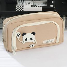 Maillard Style Panda Large Pencil Case Pen Bag School Student Cases Cosmetic Stationery Organiser Office Supply