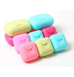 1pcs Portable Soap Dishes Container Bathroom Acc Travel Home Plastic Box With Cover Smallbig Sizes candy Colour 2204129304355