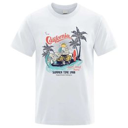 Men's T-Shirts California Summer Time 1988 Prints Tshirt Men Women Casual Sweat Loose T Clothes Cotton Comfortable Soft Oversized Men T-Shirt Y240429