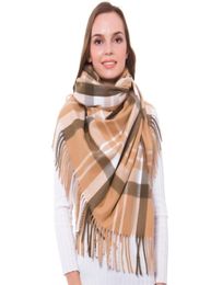Scarves Cashmere Scarf Winter Shawl Women Stylish Check Plaid Autumn Wrap Wool Fine Brushed Long Large Thick Tartan Tassel Hijab C5207818