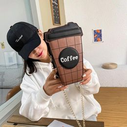 Shoulder Bags Personalised Coffee Chain Handbags Fashion Cute Funny Crossbody For Women 2024 PU Printed Zipper Mobile Phone Bag