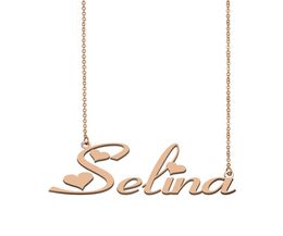 Selina Name Necklace Custom Nameplate Pendant for Women Girls Birthday Gift Kids Friends Jewelry 18k Gold Plated Stainless St8007693