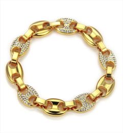 11mm Coffee Beans Link Chain Hip hop GoldSilver Link Fashion Rhinestone Punk Bracelet Charms Men Women Jewelry Gift 21cm4853000