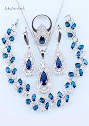 Wedding Jewellery Sets silver 925 Black stone White Crystal For Women Pendant Necklace Bracelet Earrings Ring214W4899447