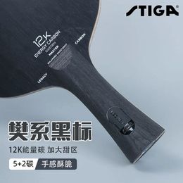 STIGA Black Label Table Tennis Bottom Carbon Era 12K Fan Zhendong Attack Straight Horizontal Board Racquet 240419