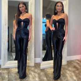 Jumpsuit Prom Keyhole Black Dresses Neck Sweetheart Jumpsuits Evening Gowns Pleats Formal Red Carpet Dresses For Special Ocn s