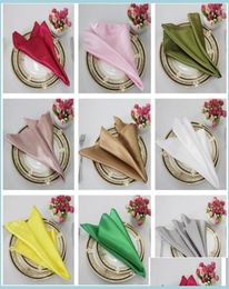 Table Napkin 48Cm Table Napkins Cloth Square Satin Fabric Napkin Pocket Handkerchief For Wedding Birthday Home Party El Drop Deliv8871869