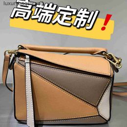 Loeiwe High end Designer bags for women puzle series 2024 New Bag Classic Plain Leather Spliced Geometric Bag Straddle Bag Single Shoulder Handbag 1to1 with real logo
