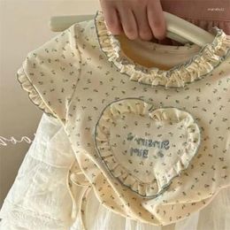 Clothing Sets Childrens T-shirt 2024 Summer Casual Fashion Print Letter Light And Thin Lace Top Loose Comfortable Children