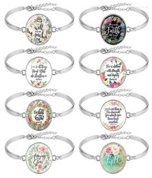 Charm Bracelets Selling 8 Pcs Pack Bible Verse Bracelet Silver Colour 25mm Art Glass Dome Scripture Christian Jewellery Faith GiftC6148484