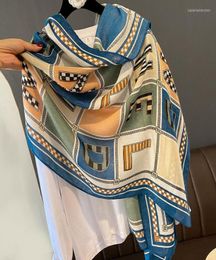 Scarves Designer Brand Long Silk Scarf Women Cotton Linen Headscarf Hair Wrap Lightweight Sunscreen Shawls Letter Print Bufanda3879250