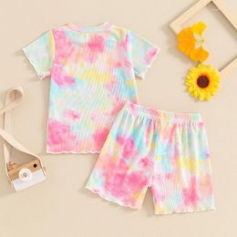 Clothing Sets Kupretty Toddler Baby Girl Summer Clothes Ruffle Ribbed Knit Short Sleeves T-Shirt Tops Shorts Cute Outfits Set