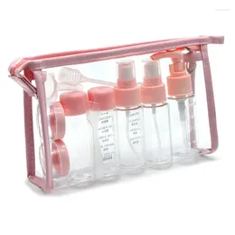 Storage Bottles 3/4/6/7/11Pcs Perfume Bottle Set Travel Cosmetics Sub-Bottling PET Spray Lotion Cream Refillable Empty Container Portable