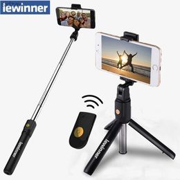 Selfie Monopods Lewinger 3-in-1 wireless Bluetooth selfie stick mini tripod expandable single legged universal suitable for iPhone X 8 7 6s suitable for Samsung/ WX