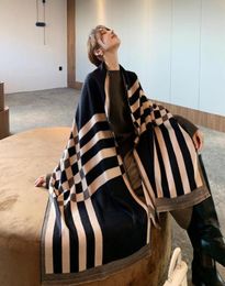 Luxury Black Plaid Scarf Women Winter Warm Cashmere Blanket Wraps Female Scarves Lady thick Foulard Stole4798328