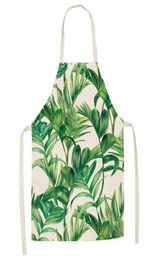 Linen Aprons Cute Printed Green Plants Kitchen Aprons Adult Women Men Kitchen Cooking Baking Cleaning Aprons Cooking Accessories2378728
