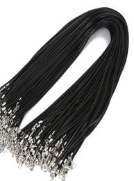 Pendant Necklaces 100pcsLot Bulk 12MM Black Wax Leather Cord String Rope Wire Extender Chain For Jewelry Making Whole 4874291