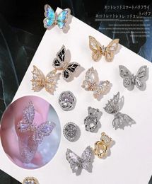3D Simulation Flying Butterfly Nail Art Decorations Luxury Crystal Zircon Nail Jewellery GoldSilver Alloy Manicure Accessories3286770