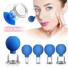 Rubber Head Glass Vacuum Cupping Chinese Therapy Set Hijab Jars AntiCellulite Suction Cups Massage Body Health Massager For Face 240430