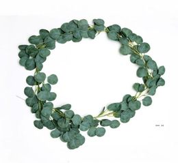 Dense Leaf Artificial Eucalyptus Garland Faux Silk Eucalyptus Vines Handmade Garland Greenery Wedding Backdrop Arch Wall Decoratio2927586